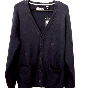 Chaps Long Sleeve Blue Cardigan. Cotton. Button Front. Size Large
